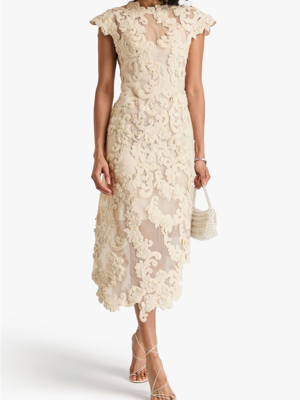 Zimmermann Luminosity runway Sheer Embroidered Lace Midi Dress in Cream